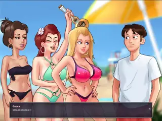 Summertime Saga - Beach group sex and sex at school