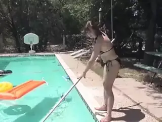 granny masturbates in swimming pool