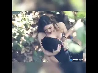 Collage girl in park