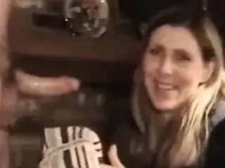 Mature wife impales her throat with cumming cock