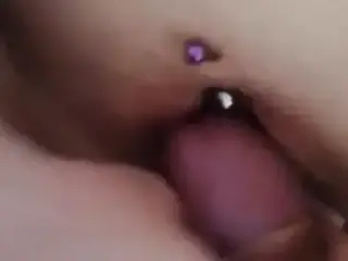 Big cumshot on clit  for German girl with piercing