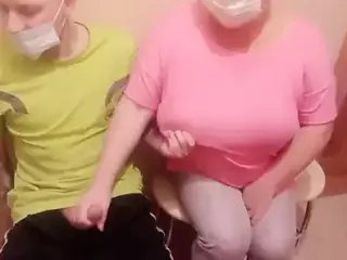 a woman jerks off my cock in the waiting room