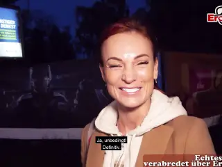 Skinny red haired German woman during a pov Fuck date in public