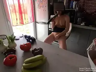 a Milf so hungry for cock that she gets fucked by a cucumber