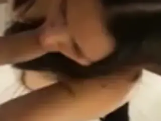 Hot Busty Brunette in Black and White Spitroast