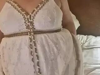 Pregnant milf 27 week does it herself in the hotel room.