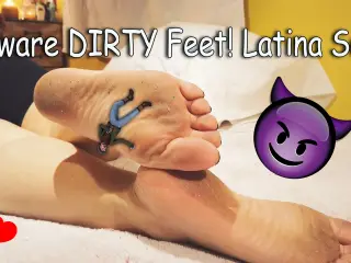 Giantess Daisy Crushes Tiny Groot Man in Rainbow Sandals, Crush Fetish with Dirty Soles, Latina Tramples Tiny Man