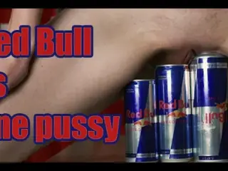 Tiffany rides on red bull cans and cum