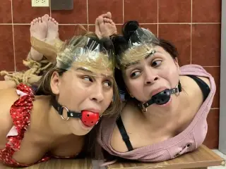 Hogtied Hotties Has Fun Being Two Bound And Gagged Girls In Tight Bondage