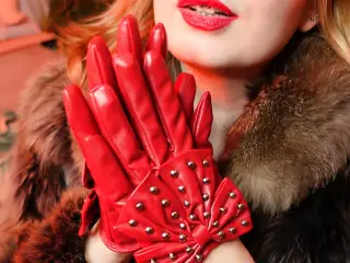 My new RED leather GLOVES close up FETISH video with Arya - ASMR relax sounding