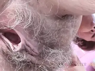 Horny granny fingering and rubbing her hairy pussy Part 1