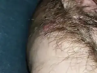 Extremely hairy pussy  filmed jerking off