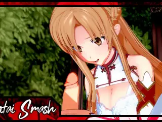 Asuna and Kirito do 69 before she rides his face. SOA Hentai