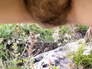 Pee outdoors, risky toilet  in the forest 4K