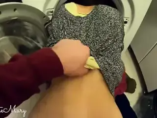 Stepsister got Stuck in the Washing Machine. she always does that when she wants Sex