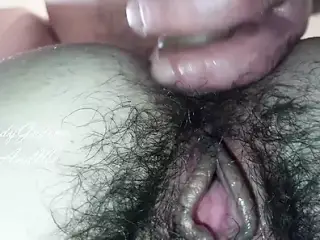 I get fucked doggy style in my hairy wet pussy and cum like a slut! 💦 Loud moaning - Amateur couple - Close up - Orgasm