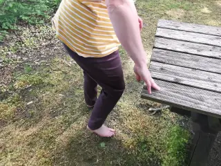 Ass spanking while picnic