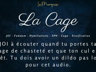 JOI for a caged guy who has to dildo his ass | French Audio Porn