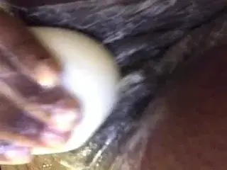 Yomairie S. Joseph masturbates her cunt lips with soap