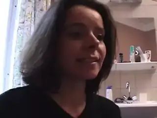 Good looking German brunette making a hard cock cum