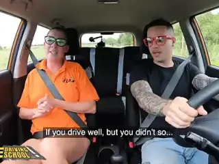 Fake Driving School, Hard Rough Sex for Sexy New Instructor E