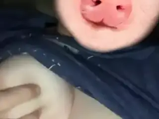 18 years old fat pig whore playing with her own tits