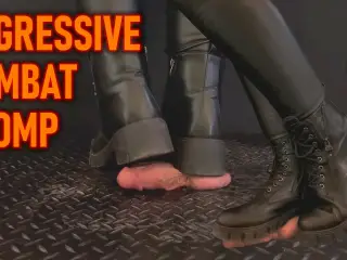 Aggressive CBT Stomping in Black Leather Combat Boots with TamyStarly - Bootjob Showjob Ballbusting