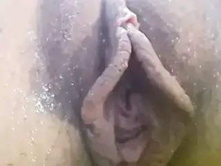 Up close, vibrating pussy lips