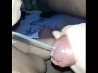 A huge cumshot on her tits