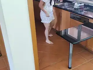 Busty step mother is fucked while cleaning the dishes machine