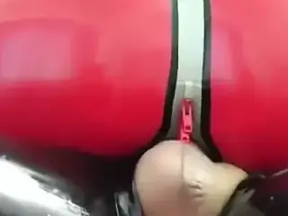LATEX CATSUIT HOOD FUCKING