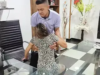 I enter my boss's office secretly and I have to fuck him when he discovers me