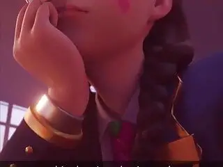 D.Va Using Her Phone In Class Because She Is Bored