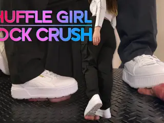 Shuffle Girl Cock Crush in White Platform Sneakers - Shoejob, Trampling, Sneakers, White Puma