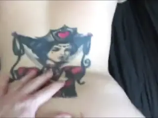 Tattooed goth slut Kasha Bella makes me cum twice