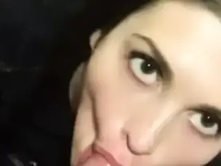 blowjob of a brunette in stockings