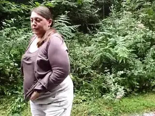 BBW Fat Ass Granny Pissing Outside