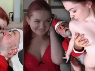 Santa fucks a pretty little redhead in her sweet tight pussy for Xmas