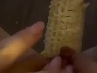 Finger my wet lubed pussy while i fuck myself with a corn cob