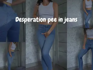 Female Real Desperation Pee In Jeans Because Locked the Door