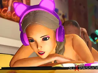 Cute hot teenage gamer girl fucked by a midget pervert