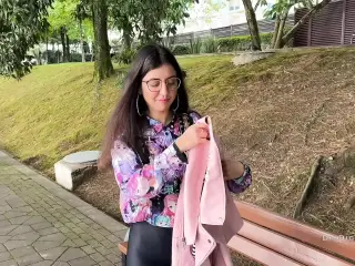 Picked up a cutie on the street, fucked and cum on her glasses