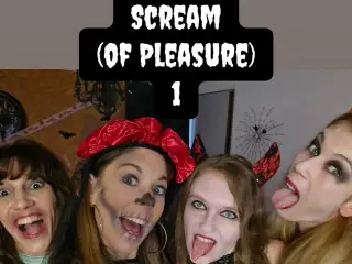 5 Lesbians Have Halloween Orgy at Bar and Play with Sex Toys in Cosplay