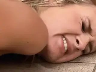 Hot blonde chick gets her beautiful face covered with warm cum