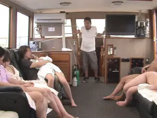 Young Japanese Women in Private Sex Party with Business Owners on a Boat, Crazy Japanese Amateur Sex