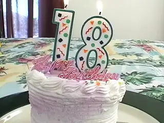 Dp On Her 18th Birthday. Dirty Teen Got 2 Cocks