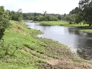 Nude bathing in Derzha-river