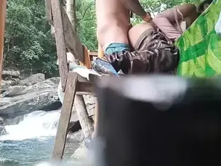 Pinay Horny Couple Sex in the cottage of Public Waterfalls