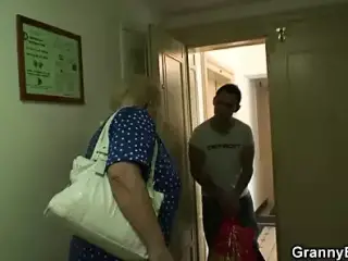 Blond 70 Years Old Granny Rides His Cock