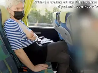 Public bus risky crossed legs masturbation to orgasm